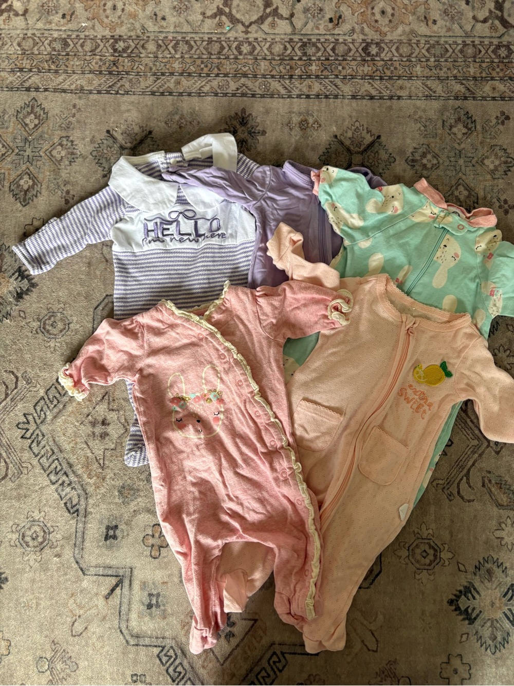 Kids Pajamas Bundle - Pink, Mint, Lavender Sleepsuits
